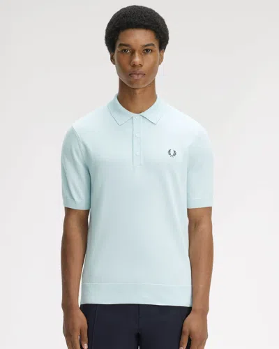 Fred Perry Mens Cotton Knitted Shirt In Blue