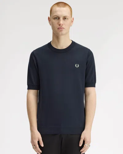 Fred Perry Mens Cotton Knitted T-shirt In Blue
