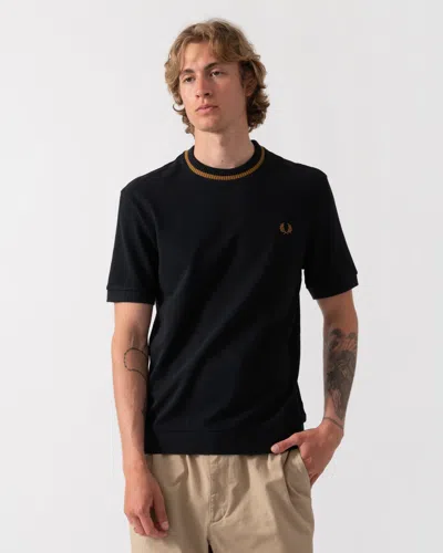 Fred Perry Mens Crew Neck Pique T-shirt In Black