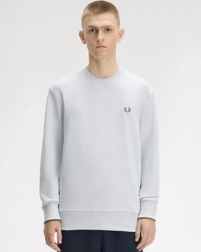 Fred Perry Mens Crew Neck Sweatshirt In White