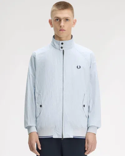 Fred Perry Mens Crinkle Harrington Jacket In Blue