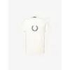 Fred Perry Mens  Branded Regular-fit Cotton-jersey T-shirt In Ecru