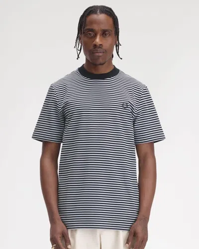Fred Perry Mens Fine Stripe Heavyweight T-shirt In Blue