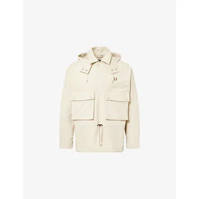 Fred Perry Mens Oatmeal Coaches Smock Cotton Jacket In Neutral