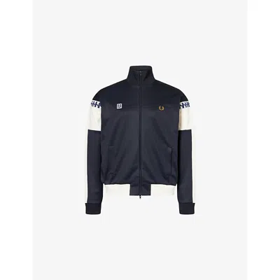 Fred Perry Mens Navy  X Meyba Funnel-neck  Jersey Track Jacket In Black