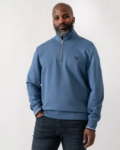 Fred Perry Mens Half Zip Sweatshirt In Blue
