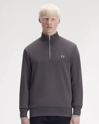 Fred Perry Mens Half Zip Sweatshirt In Gray
