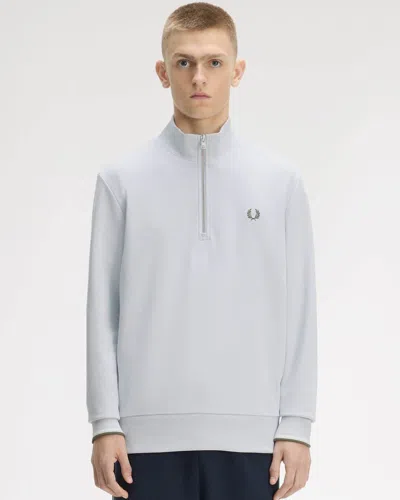 Fred Perry Mens Half Zip Sweatshirt In White