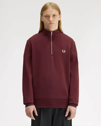 Fred Perry Mens Half Zip Sweatshirt In Pink