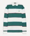 Fred Perry Mens Heavyweight Jersey Striped Polo Shirt In Green