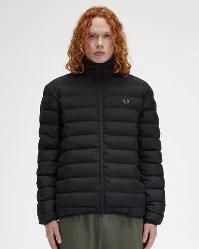 Fred Perry Mens Hooded Padded Jacket In Black