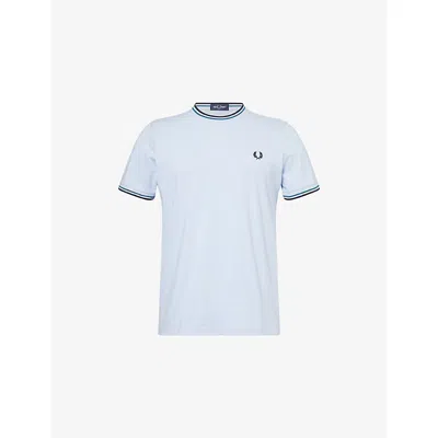 Fred Perry Mens Light Smoke Twin Tipped Crewneck Cotton-jersey T-shirt