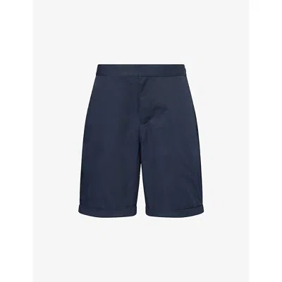 Fred Perry Mens Navy Tailored Cotton Twill Shorts In Blue