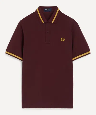 Fred Perry Mens Oxblood M12 Twin Tipped Polo Shirt In Burgundy