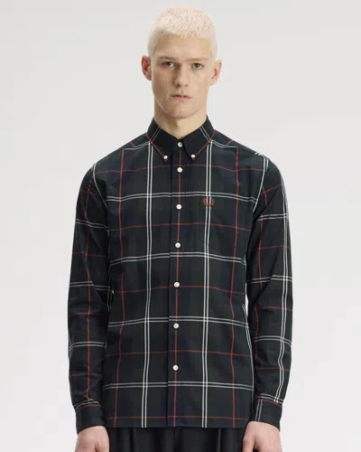Fred Perry Mens Poplin Tartan Shirt In Green