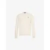 Fred Perry Mens Porridge Marl Embroidered-logo Long-sleeve Knitted Top In Neutral