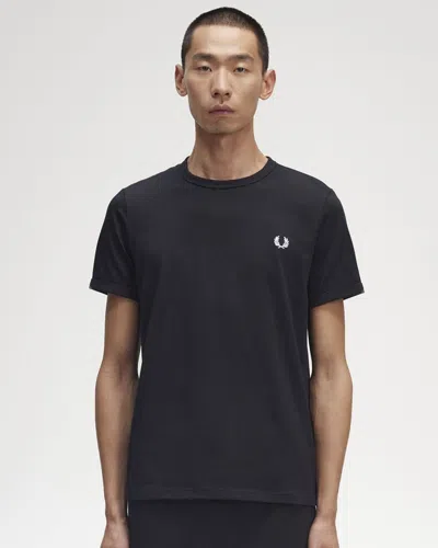 Fred Perry Mens Ringer T-shirt Nos In Blue