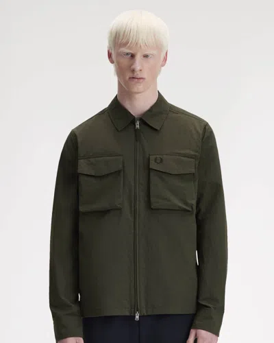 Fred Perry Mens Ripstop Pocket Overshirt In Green