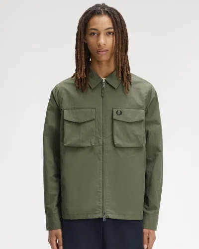 Fred Perry Mens Ripstop Pocket Overshirt In Green