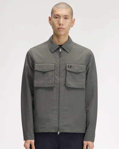 Fred Perry Mens Ripstop Pocket Overshirt In Gray