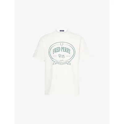 Fred Perry Mens Snow White Chosen Champions Graphic-print Short-sleeve Cotton T-shirt Xl