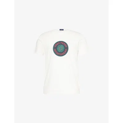 Fred Perry Mens Snow White Tennis Graphic-print Short-sleeve Cotton T-shirt Xl