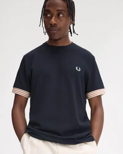 Fred Perry Mens Striped Cuff T-shirt