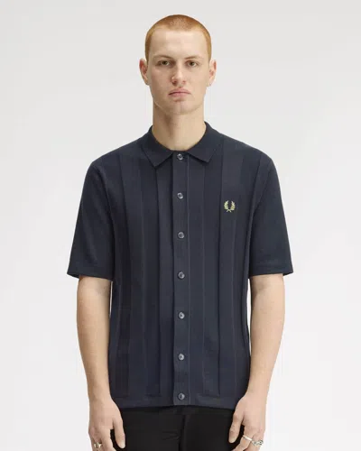 Fred Perry Mens Tonal Vertical Stripe Polo Shirt In Blue