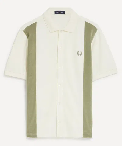 Fred Perry Mens Towelling Panel Polo Shirt In White