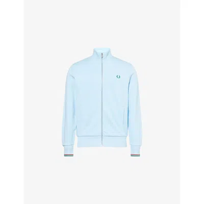 Fred Perry Mens Track Blue Embroidered-logo Zip-through Cotton-jersey Jacket