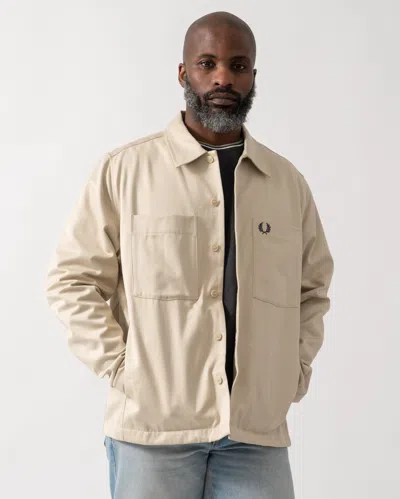Fred Perry Mens Twill Overshirt In Neutral