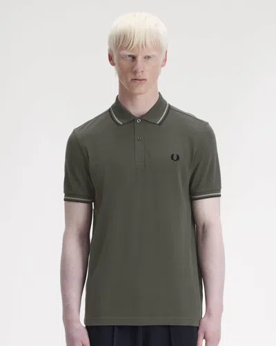 Fred Perry Mens Twin Tipped Signature Polo Shirt In Gray