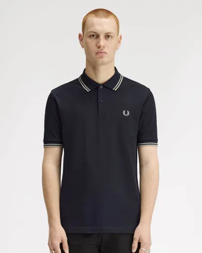 Fred Perry Mens Twin Tipped Signature Polo Shirt In Black