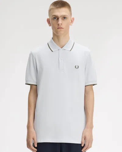 Fred Perry Mens Twin Tipped Signature Polo Shirt In Gray
