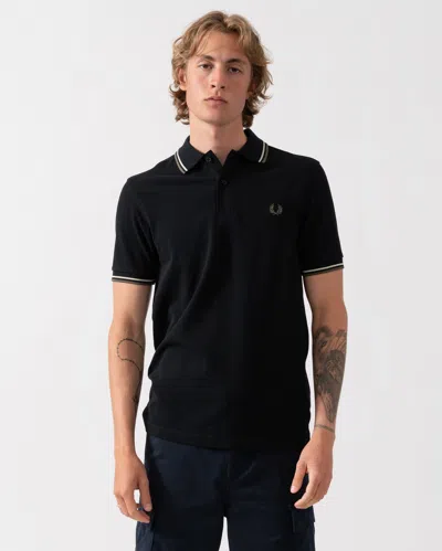 Fred Perry Slim Fit Twin Tipped Polo Black Porcelain Porcelain