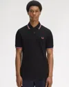 Fred Perry Mens Twin Tipped Signature Polo Shirt In Black