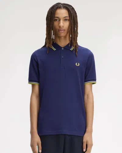 Fred Perry Mens Twin Tipped Signature Polo Shirt In Blue