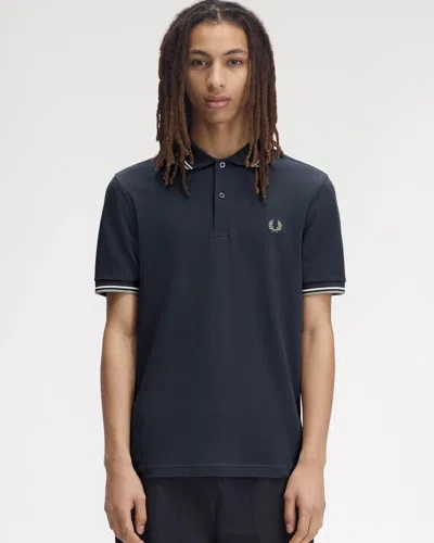 Fred Perry Mens Twin Tipped Signature Polo Shirt In Blue
