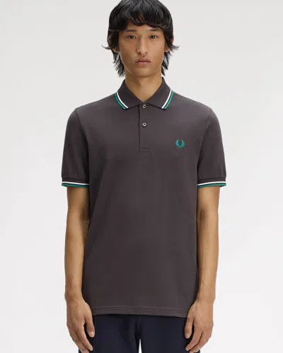 Fred Perry Mens Twin Tipped Signature Polo Shirt In Gray