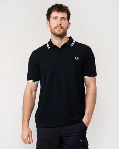 Fred Perry Mens Twin Tipped Signature Polo Shirt Nos In Black