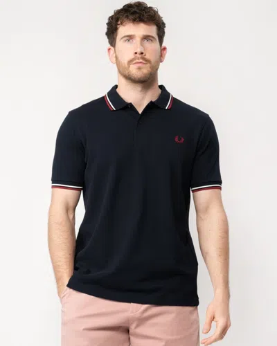 Fred Perry Mens Twin Tipped Signature Polo Shirt Nos In Black