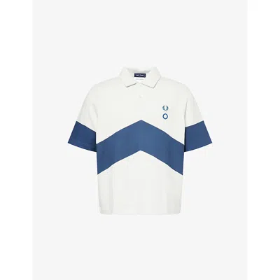 Fred Perry Mens Uniform Offwhite  X Craig Green Contrast-panel Short-sleeves Cotton-jersey Polo Shirt In White