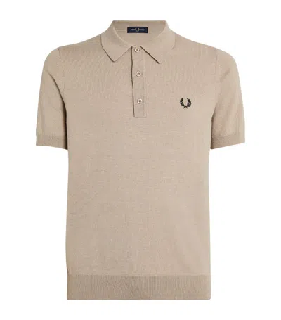 Fred Perry Knitted Polo T Shirt Beige