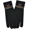 Fred Perry Merino Wool Gloves Black In Black