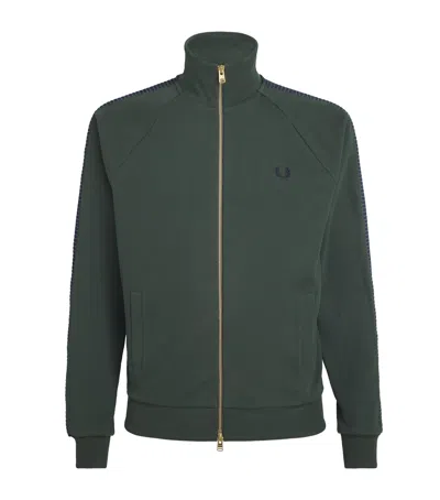 Fred Perry Mesh Tape Track Jacket In Green