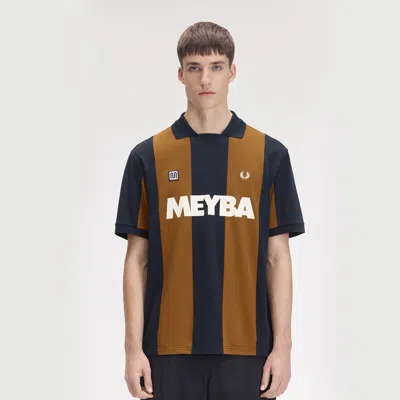 Fred Perry Meyba Cut And Sew Polo Shirt Navy In Brown