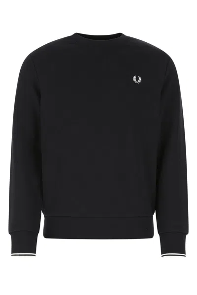 Fred Perry Midnight Blue Cotton Blend Sweatshirt In Navy