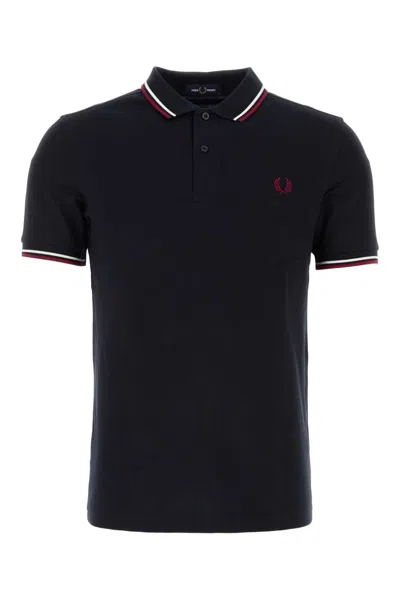 Fred Perry Midnight Blue Piqué Polo Shirt In Brown