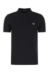 Fred Perry Piquet Polo Shirt Collar Sleeves In Navy