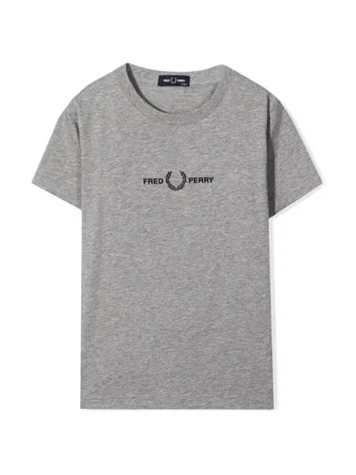 Fred Perry Mini Embroidered T-shirt In Grey